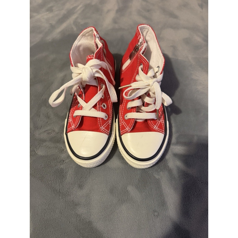 Balahou Kids Red Canvas High Top Sneakers Side Zip Casual Shoes EU 31
